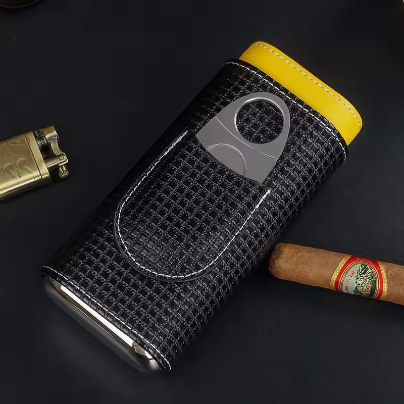 Cigar Cutter Set - Портативный кожаный хьюмидор для сигар с